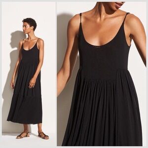 Vince Gathered Camisole Midi Dress in Black sz M